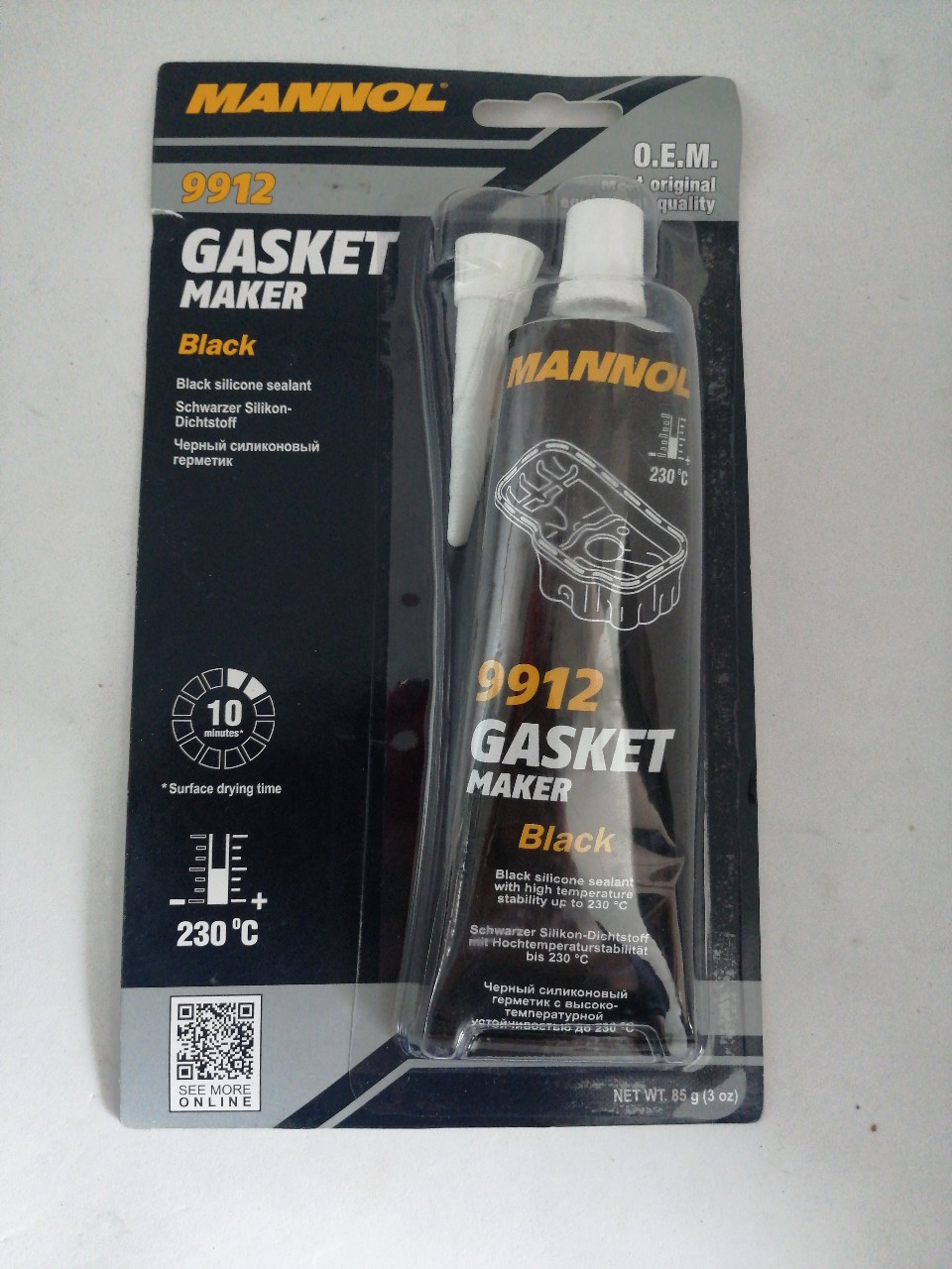 Купить запчасть MANNOL - 2408 9912 MANNOL Gasket Maker Black 85 гр. Черный силиконовый герметик (от -40 С до +230 С)